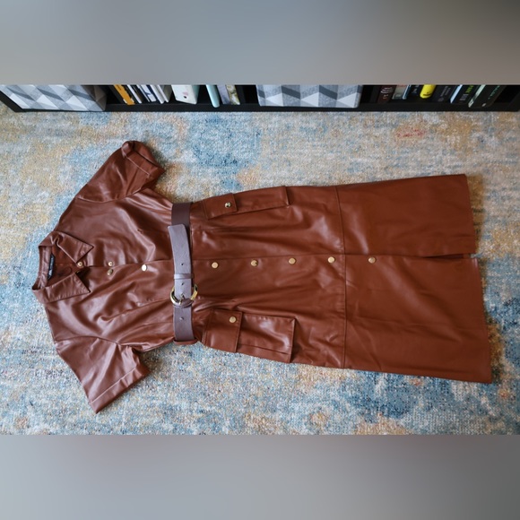 Zara Dresses & Skirts - Women's Brown faux Leather dress